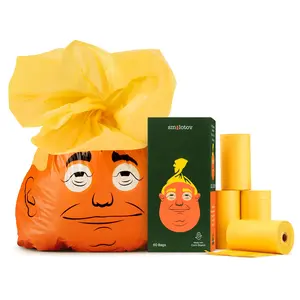 High-Quality Dog Poop Bags with Funny Faces, Unscented, Leak-Proof, 4 Rolls (60 Pieces), Ideal for Pet Owners, Convenient and Practical