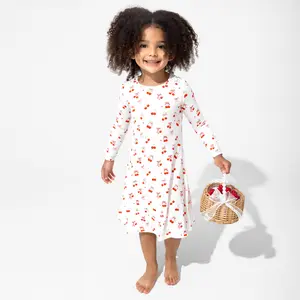 Cherry On Top Bamboo Girls' Long Sleeve Dress