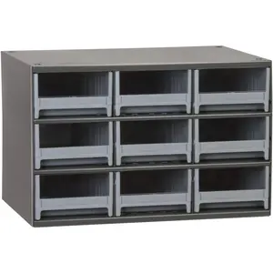 Steel Parts Garage Storage Cabinet Organizer for Small Hardware, Nails, Screws, Bolts, Nuts, and More, 17-Inch W x 11-Inch D x 11-Inch H, 9-Drawer, Gray Cabinet/Gray Drawers