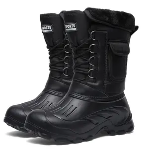 Men's Mid-Calf Warm Snow Boots Faux Fur Lined Winter Shoes Water Resistant Outdoor Winter Boots