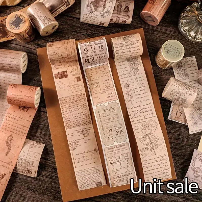 Random Color Vintage Pattern Tape, 1 Roll Decorative Masking Tape, Creative Handbook Decorative Tape For DIY