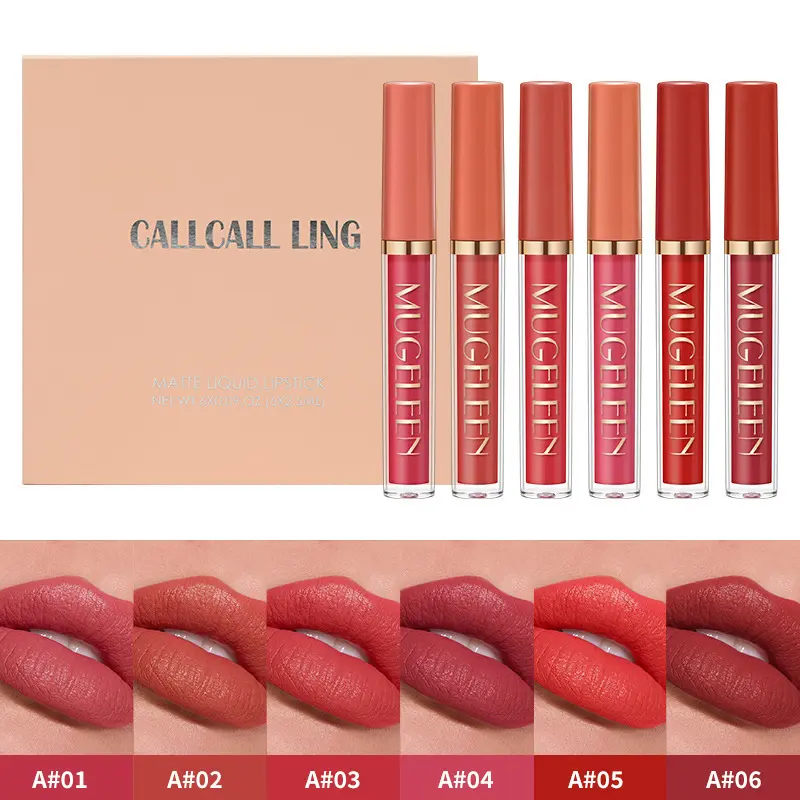 6Pcs Soft Matte Lip Glossy Set Long Lasting Makeup Non Fade Non Drying Waterproof Liquid Lipstick Smooth Plumping Lip Glaze Suitable All Skin Types Cosmetic