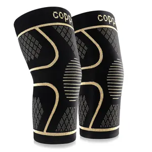 Professional Copper Sports Knee Pads, 2 Counts/set Unisex Knitting High Elasticity Knee Sleeves, Knee Compression Sleeve, Suitable for Fitness Running Football and Other Sports