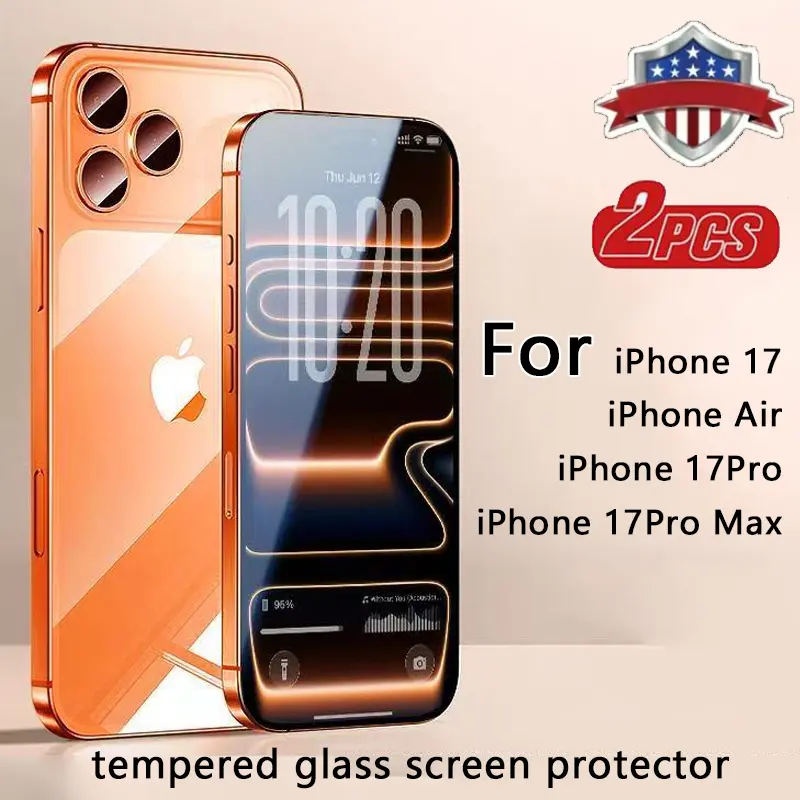 2Pcs Tempered Glass Creen Protector Compatible With iPhone 17 Air  17 Pro Max Screen Protector Compatible With iphone 11 13Mini 7 8 14 Plus SE X XS 14Pro Phone Screen Protector, Phone Accessories Waterproof Shockproof Anti-Fall Anti-Fall Scratch Resistant