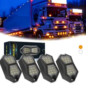 【 CarpartsX】210° Wide Beam Truck Rock Lights IP67 Waterproof Dual Flash & Constant Modes LED Side Marker Light Pod  for Trucks, SUVs, Off-Road & Snow Plows 18 SMD Chips
