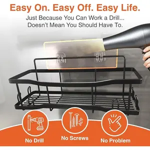 Shower Caddy Bathroom Shelves, The Athena Silken Black 4 Set, 40LB Capacity, Adhesive Tape - No Drill-Rustproof -Gorgeous Powder Coated 304 Stainless