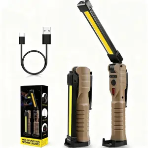 Rechargeable Flashlight LED Work Light with Magnetic Base and Hook, 180° Rotation, 5 Modes, Handheld Rechargeable Camping Light, Portable LED Flashlight