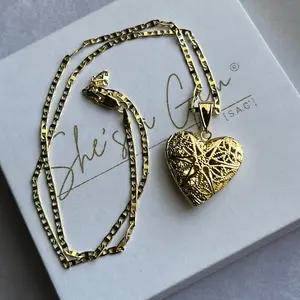Gold Filled Filigree Heart Locket Necklace