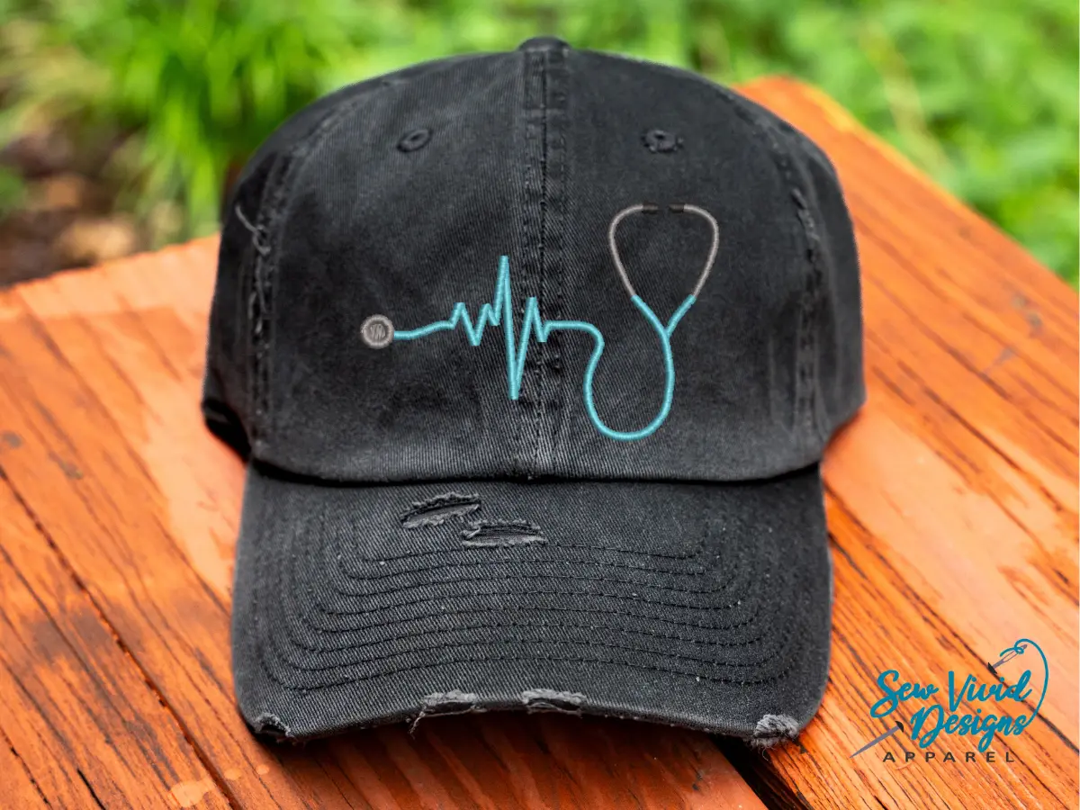 Stethoscope Hat | Distressed Baseball Cap OR Ponytail Hat | Nurse Hat | Stethoscope Accessories | Stethoscope Monogram | Nurse Gift