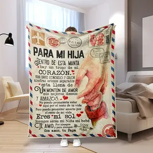 1 Spanish Grammar Flannel Blanket from Dad to Daughter, Soft and Cozy Warm Blanket, Multi-functional Office Blanket, Outdoor Camping and Travel Blanket, a Versatile Gift Blanket Suitable for All Seasons
