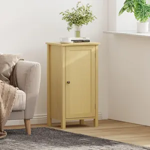 Natural bedside table with rattan door, side table with wood look in boho style, nightstand with Viennese wickerwork and storage space, modern side cabinet for bedroom and living room