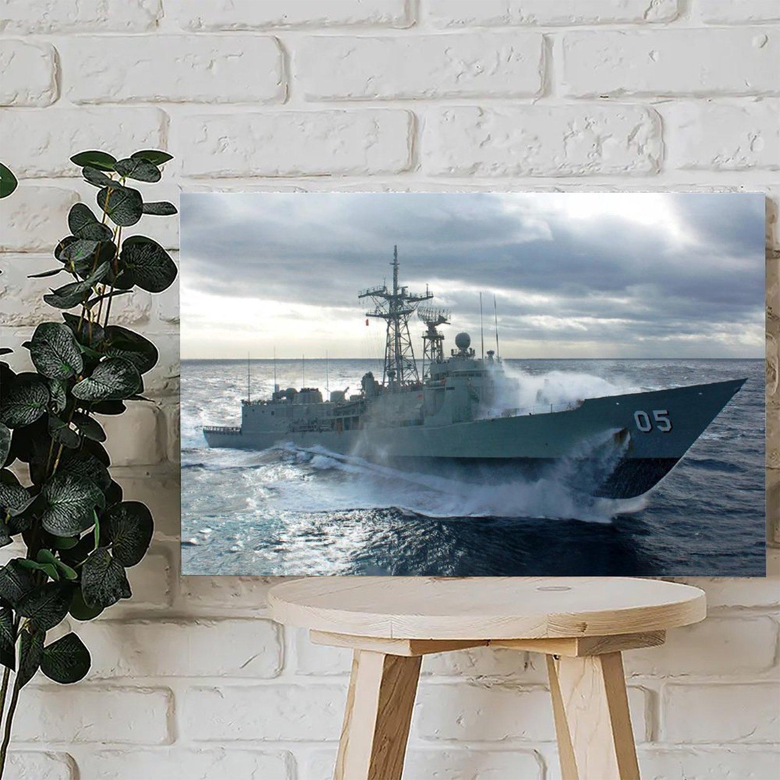 Military Battleship Poster HMAS Melbourne Launching Poster Decorative Painting Canvas Wall Art Picture Print Modern Family Bedroom Decor