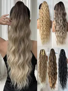 26 Inch Long Wavy Claw Ponytail Extension, Heat Resistant Fiber Synthetic Ponytail Hairpiece for Women, Daily Use, Synthetic Extensions