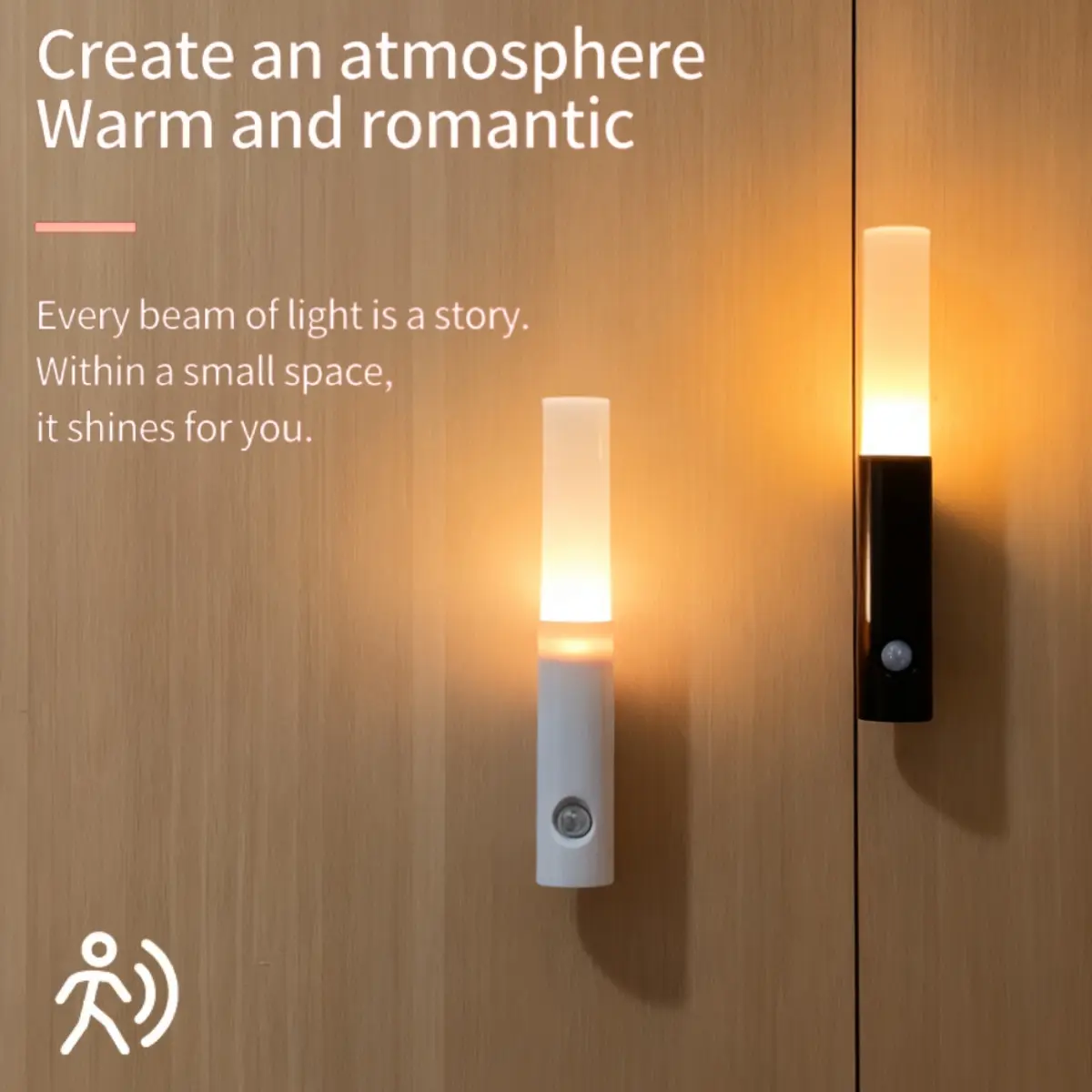 LED Motion Sensor Wall Lamp Night Light, Nightlight Bedroom, USB Rechargeable Portable Design, Suitable for Hallway Bedroom Closet Desk Stairs