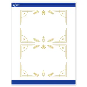 Avery Printable Invitation Cards with Sure Feed Technology, Rectangle, 5" x 7", Pre-Printed Metallic Gold Trees Design, Matte White, Laser & Inkjet Compatible, 20 Total