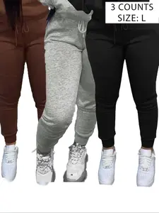 Women's Fitted Sporty Sweatpants, Casual High Waist Pants for Fall & Winter, Standard Size, Comfortable Daily Wear