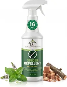 Donaldson Farms Spider Repellent Spray, Natural Formula with Peppermint and Cedarwood, Kills All Common Spiders, Black Widows and Brown Recluses, 16 FL OZ