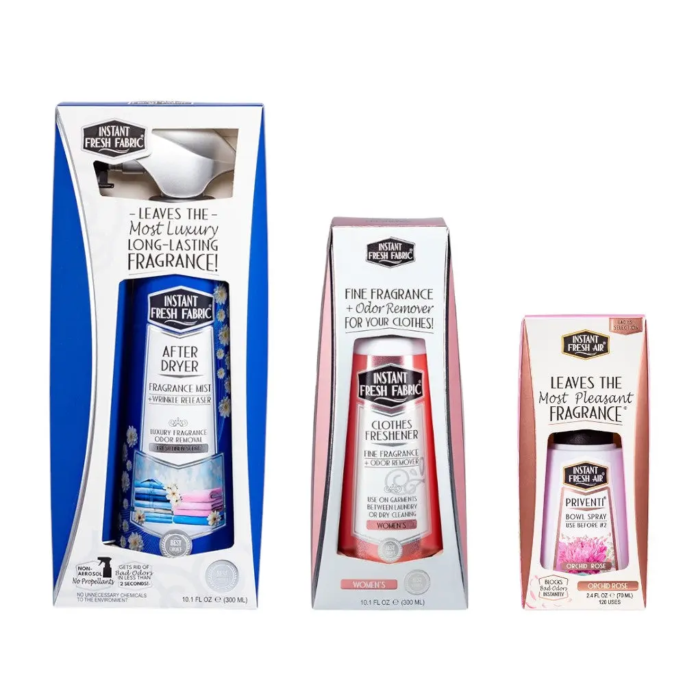 College Life Freshness Trio for Her - 3-in-1 Odor Eliminator & Premium Fragrance Set for Women - Includes Priventi Orchid Rose, Clothes Freshener, & After Dryer - Compact & Dorm-Safe - No Alcohol, No Phthalates, No Parabens