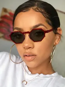 Women's Geometric Frame Sunglasses, Lightweight Pure Color Fit Face, No Pressure Wear, Ideal for Daily Outdoor Commuting