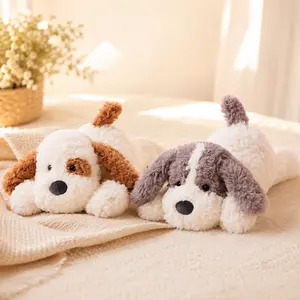 MINISO Cute Dog Plush Toy, Soft Stuffed Puppy Doll, Cuddly Lying Dog Pillow for Bed Sofa Room Decor, Sweet Gift for Kids Girls and Dog Lovers