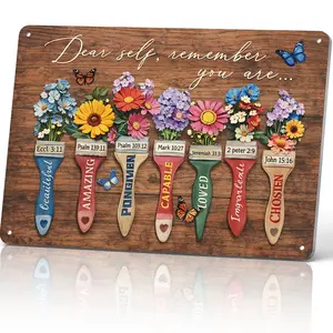 Dear Self Remember You Are Beautiful Amazing Forgiven Capable Loved 12x8 Inch Aluminum Metal Sign - Christian Inspirational Wall Decor for Home, Office, Bedroom - Motivational Religious Tin Sign Gift for Family & Friends