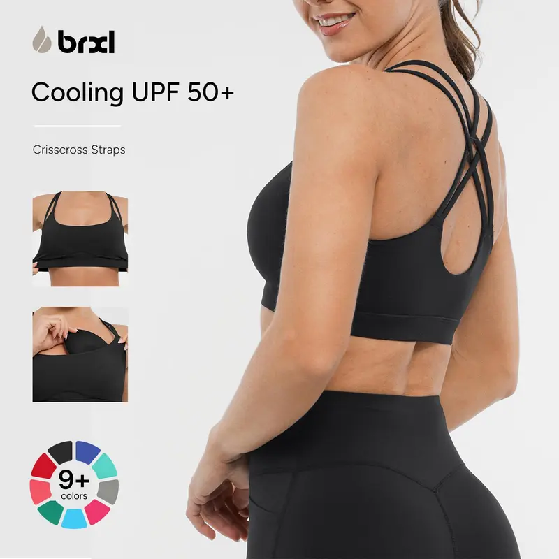 BRXL Women's Seamless High Support Padded Sports Bra - Nylon-Spandex, Crossover Back, Slip-Resist Straps, Rubber Band, UPF 50+, Martindale 4+ Wear-Resistance, Yoga Workout, Workout Outfit Inspo, Standard Sizes, XS