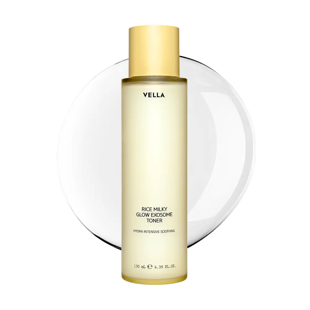 [VELLA] Rice Milky Glow Toner | Deep Hydration & Natural Radiance with Rice Exosome | Light, Watery Texture | Glowing, Dewy-Looking Skin | All Skin Types, 4.39 fl oz (130mL)