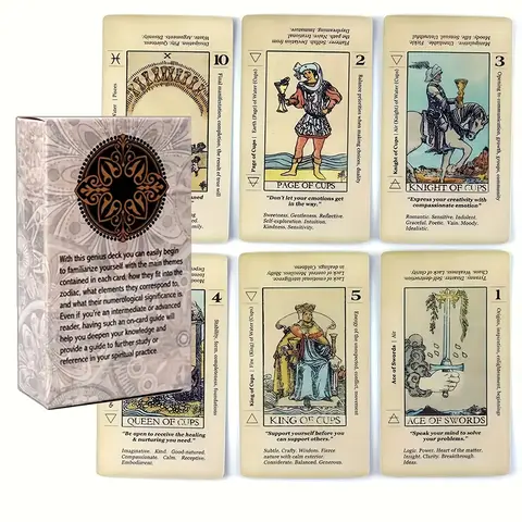 Beginner's Tarot Card Set, Tarot Card Decks, Card Games, 78pcs Cardstock Classic Tarot Cards with Keywords, Interactive Fortune Telling Board Game for Insight & Guidance, Perfect Birthday & Celebrations Gift