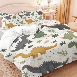 3-Piece Cartoon Dinosaur Bedding Set, Elegant Bedroom Decor, Decorative Bedding Set, Ultimate Comfort & Style, 1 Duvet Cover + 2 Pillowcases, No Padding, All Seasons