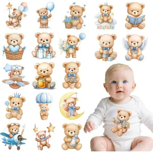 Dtf Transfers Ready to Press - 20 count Brown Bear Iron on Patches, Cute  Blue Balloon Iron on Stickers, Heat Transfer Vinyl Decals for  Bodysuit Onesie Bibs DIY  Shower Decor