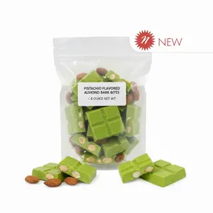 Nassau Candy Pistachio Flavored Almond Bark Bites 0.5 lb (8 oz) – Creamy White Chocolate Candy Chunks – Gourmet Snack & Dessert Treat