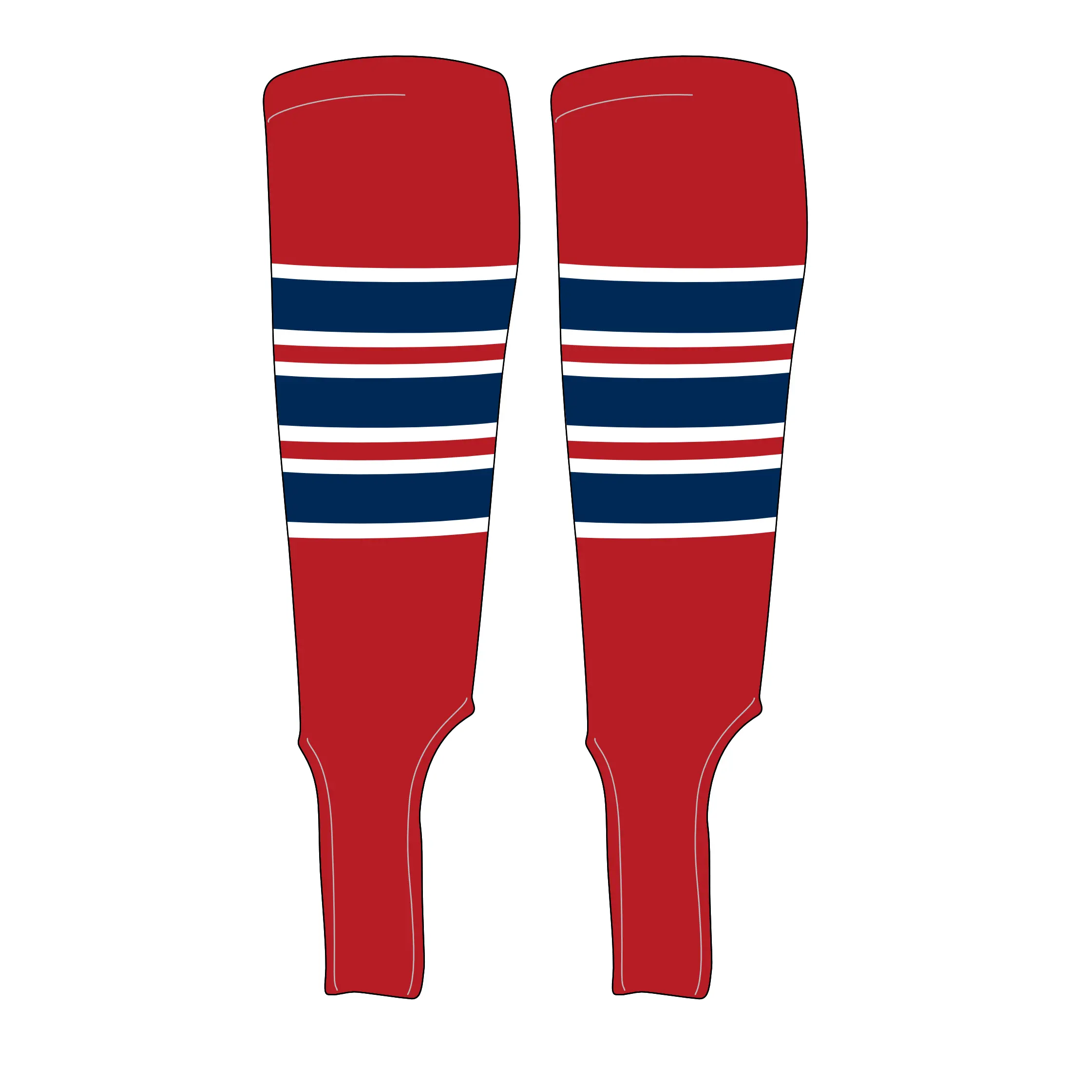 MK Socks Traditional Baseball Stirrups Pattern C-5 Red, White, Navy
