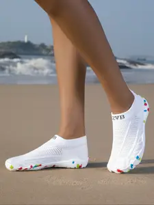 Women's Swimming Shoes, Water Shoes, Yoga Shoes, Wide Head Design, Elastic Knit Fabric, Eva Sole, Soft Comfortable Lightweight