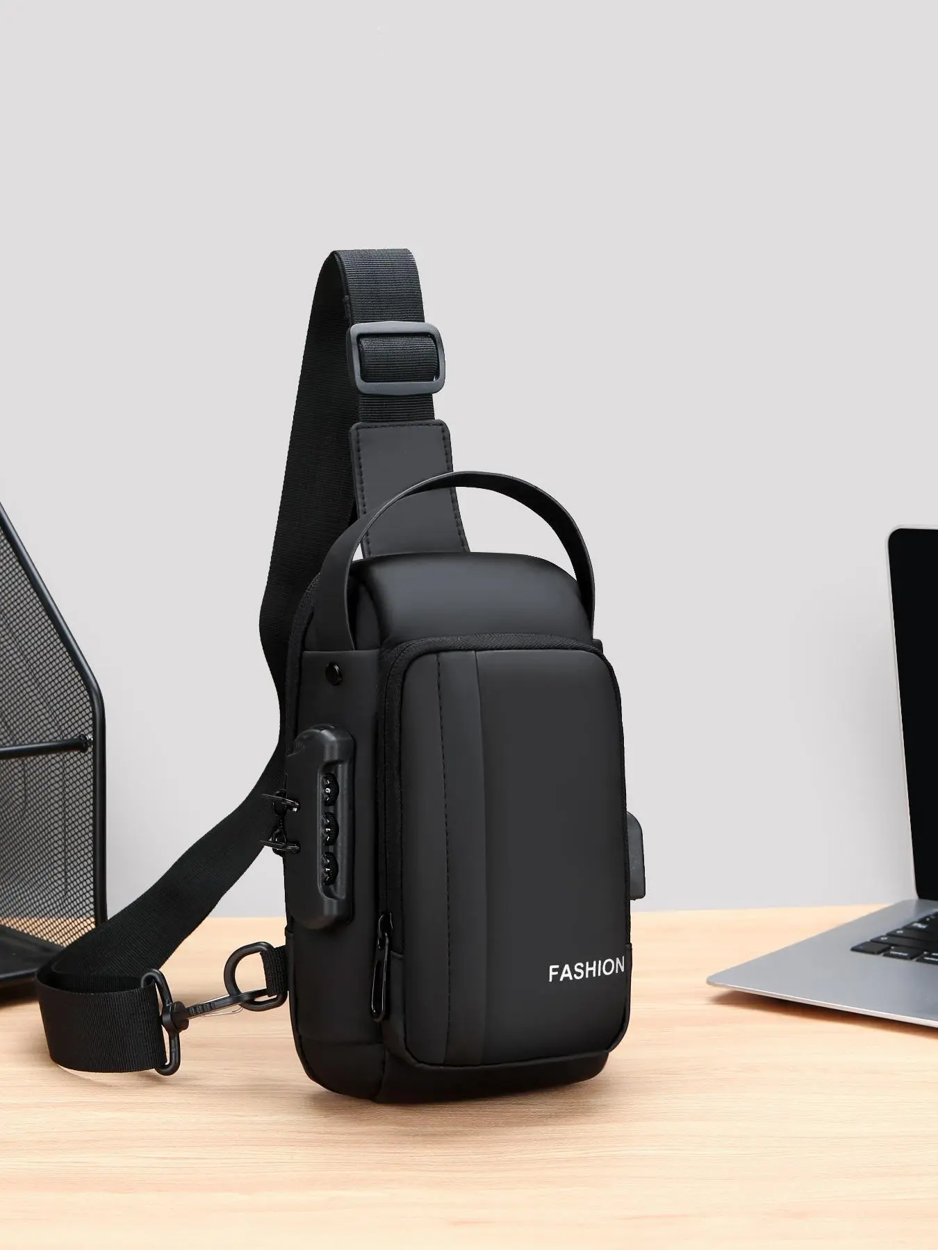 Men's Shoulder Crossbody Bag, Multi-Functional Chest Pack with Password Security, Water-Resistant, Adjustable Strap, Casual Daily Accessory, Messenger Sling