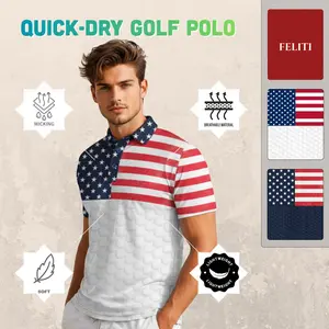 Men’s USA Flag Golf Polo Shirt – Quick-Dry & Lightweight – Perfect Independence Day Gift for Him