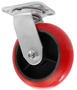 CasterHQ 4"X 2" Medium Duty Crown Polyurethane ON Iron Wheel - Swivel Caster 800 LBS Capacity - Tool Box - Industrial/Commercial Application - Grease Zerk Fitting