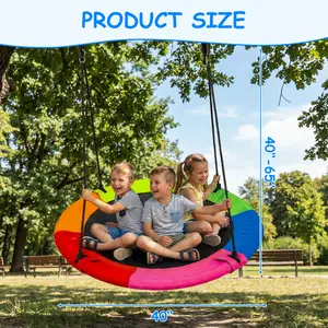 600lb Capacity 40" Saucer Swing with GalvanizedSteel Frame & Textilene Fabric - 360° Rotation forOutdoor Fun