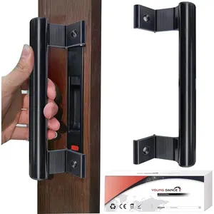 Black Aluminum Sliding Door Handle - 8" Glass Door Pull Fits 6-5/8" Mounting Holes Perfect for Patio Doors