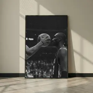 Kobe Bryant Poster Mamba Mentality Wall Art, Black and White Basketball Print, Man Cave Sports Decor, Teen Boy Room Gift, Lakers Fan Art