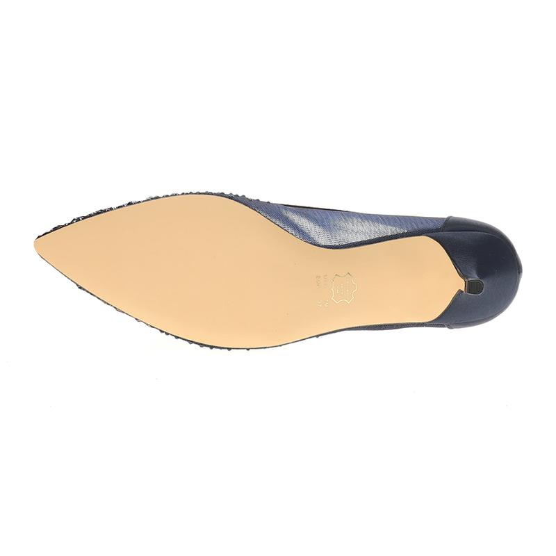 Nina Womens Sofie Rhinestone Pointed Toe Kitten Pumps Dress Casual Low Heel 1-2" - Blue