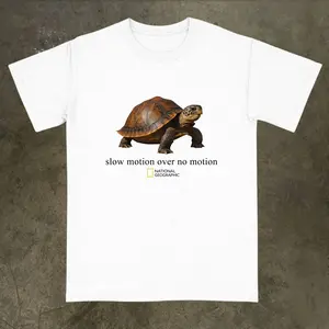 National Geographic "Slow Motion Over No Motion" Turtle T-Shirt, Funny Graphic Tee, Animal Tee, Vintage Cotton Shortsleeve Basic Top, Y2k, Gifs for Men's and Women's Graphic Tee, Gifts for Animal Lovers, Casual Streetwear Unisex Top