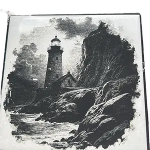 Custom Cup Holders with Lighthouse Image and Rock Formation Design