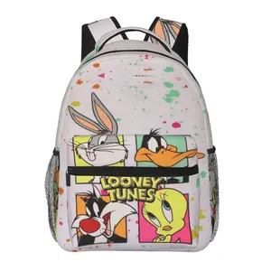 Looney Tunes all-over print large-capacity laptop backpack for daily commuting, business, hiking, cartoon casual merch, travel daypack, school bag—gift for kids, women, and men