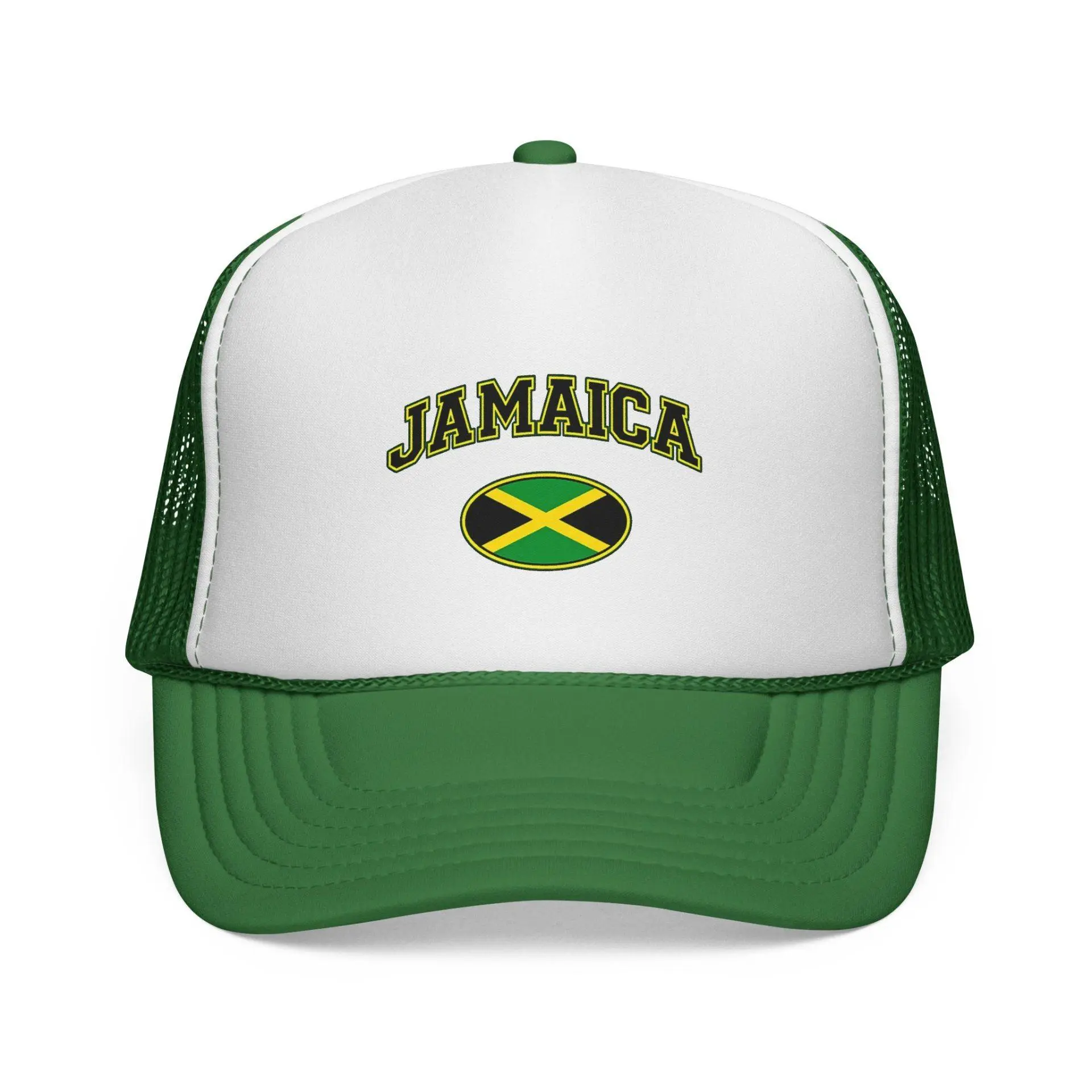 Embroidered Jamaica Flag Trucker Hat, Vintage Style Mesh Back Snapback Cap, Breathable National Team Fan Hat