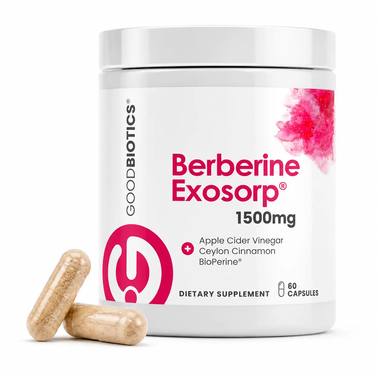GoodBiotics Berberine 1500mg Dietary Supplement with Apple Cider Vinegar, Ceylon Cinnamon & BioPerine, Exosorp Enhanced Absorption Formula, Daily Nutrition, Metabolic & Digestive Support, 60 Vegan Capsules