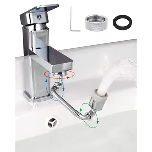 Hibbent 1080° Rotatable Faucet Extender, Swivel Faucet Aerator, Metal Faucet Attachment Dual Function Kitchen Bathroom Sink Sprayer Attachment for Gargle/Eye/Face Washing 15/16'' Male Thread