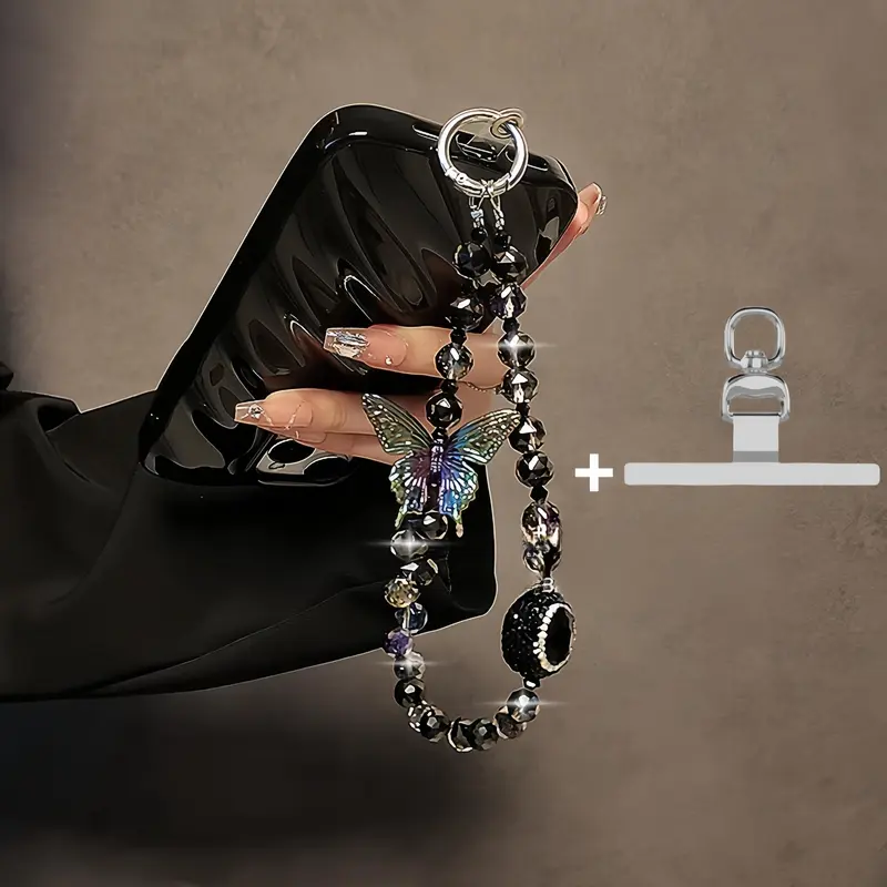 Butterfly Design Phone Chain, 360 Degree Rotatable Phone Lanyard, Fashionable for Women & Girls, Mobile Phone Decoration Accessories, Charms, Cell Phone Charm, Phone Wrist Strap