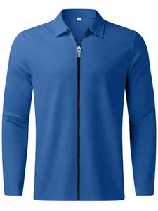 Men's Fall Waffle Knit Jacket, Long Sleeve Slim Fit Casual Zipper Cardigan, Moderate Fabric, Spring & Fall Wear, Versatile Outerwear