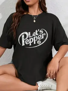 100%25 Cotton Unisex Volleyball Let's Pepper Practice Distressed Design Round Neck Short Sleeve T-Shirt Women's Men Graphic Tee