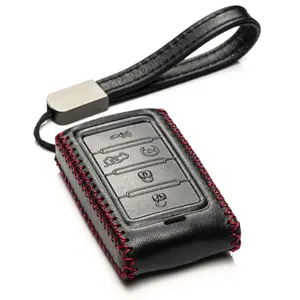 Vitodeco Genuine Leather Smart Key Fob Case Compatible with Jeep Wagoneer, Grand Wagoneer, Grand Cherokee 2022-2025